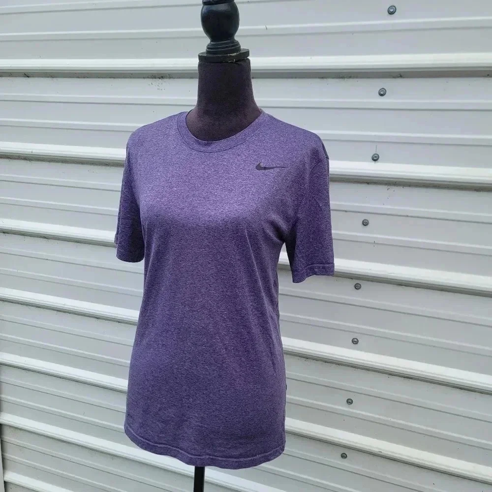Nike Shirt Womens Purple DriFit Swoosh Logo Casual Running Active Sports Sz M